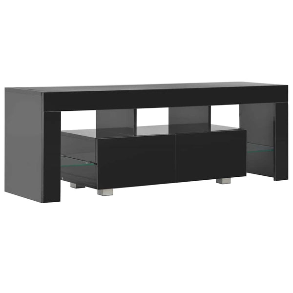 TV-taso LED-valoilla korkeakiilto musta 130x35x45 cm