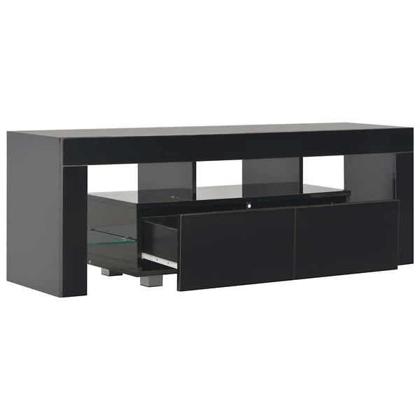 TV-taso LED-valoilla korkeakiilto musta 130x35x45 cm