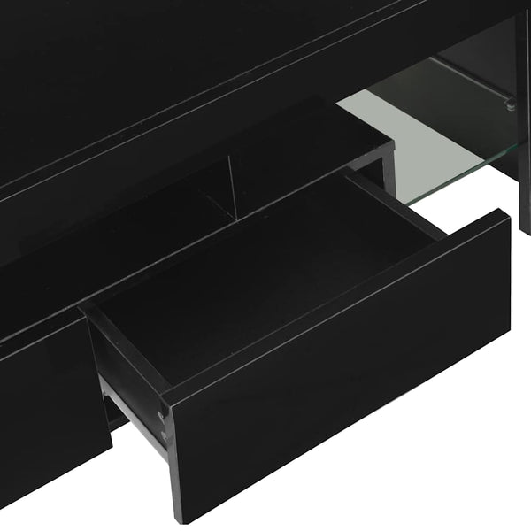 TV-taso LED-valoilla korkeakiilto musta 130x35x45 cm