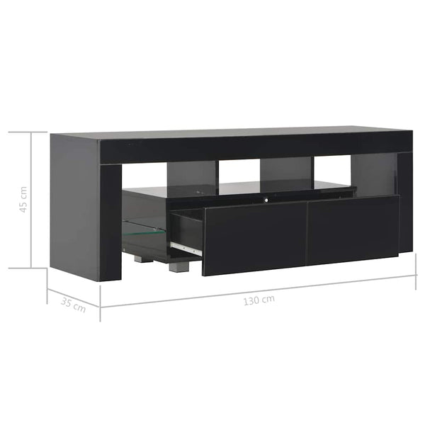 TV-taso LED-valoilla korkeakiilto musta 130x35x45 cm