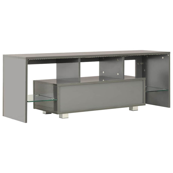 TV-taso LED-valoilla korkeakiilto harmaa 130x35x45 cm
