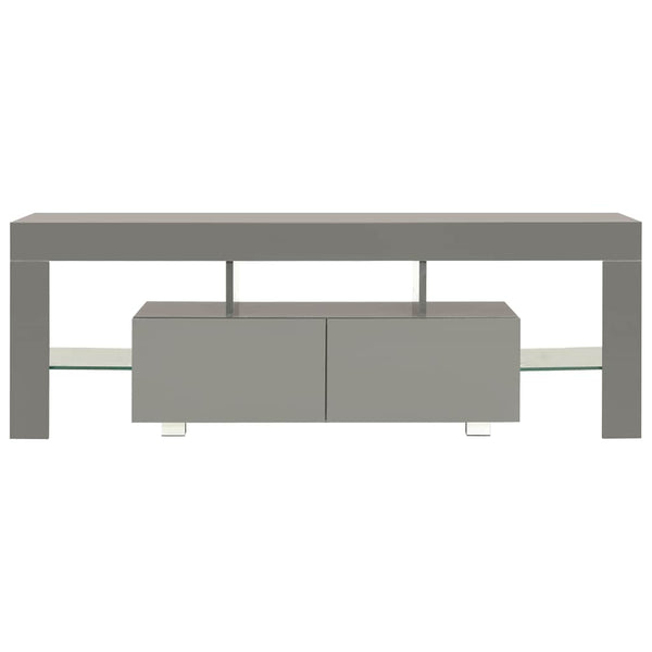TV-taso LED-valoilla korkeakiilto harmaa 130x35x45 cm