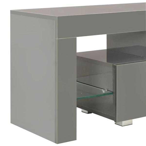 TV-taso LED-valoilla korkeakiilto harmaa 130x35x45 cm
