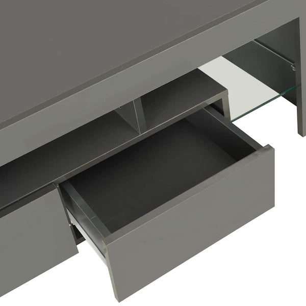 TV-taso LED-valoilla korkeakiilto harmaa 130x35x45 cm
