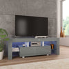TV-taso LED-valoilla korkeakiilto harmaa 130x35x45 cm