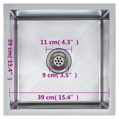 Käsintehty keittiön tiskiallas Nilofer (ruostumaton teräs)