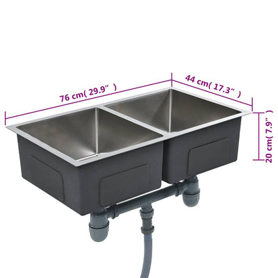 Käsintehty keittiön tiskiallas Nilofer (ruostumaton teräs)