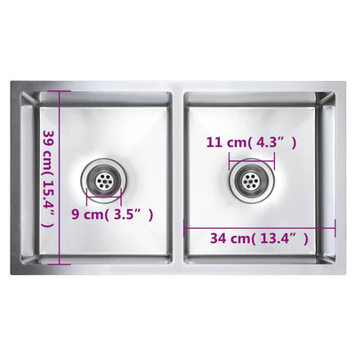 Käsintehty keittiön tiskiallas Nilofer (ruostumaton teräs)