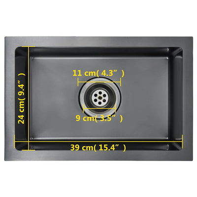 Musta käsintehty keittiön tiskiallas Nilofer (ruostumaton teräs)