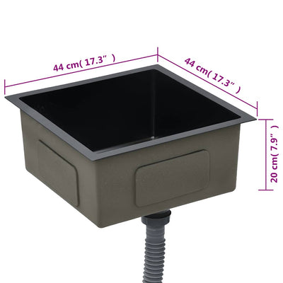 Musta käsintehty keittiön tiskiallas Nilofer (ruostumaton teräs)