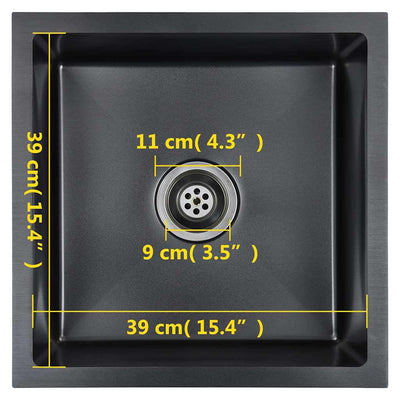 Musta käsintehty keittiön tiskiallas Nilofer (ruostumaton teräs)