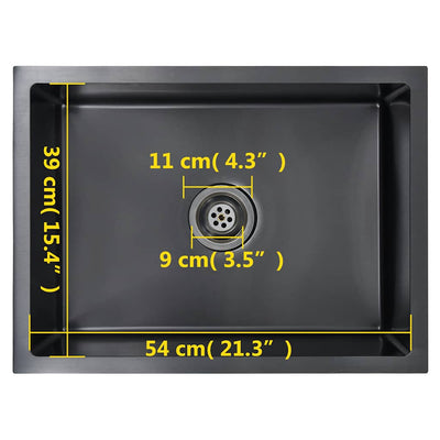 Musta käsintehty keittiön tiskiallas Nilofer (ruostumaton teräs)