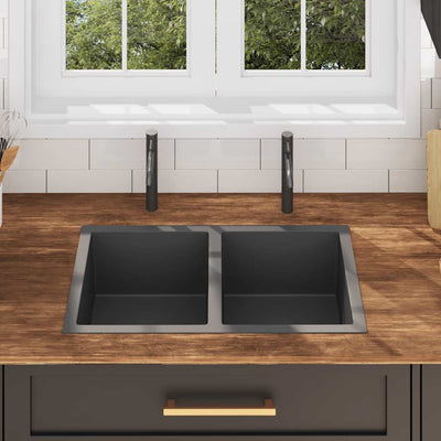 Musta käsintehty keittiön tiskiallas Nilofer (ruostumaton teräs)