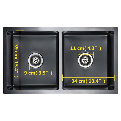 Musta käsintehty keittiön tiskiallas Nilofer (ruostumaton teräs)