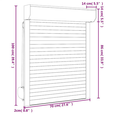 Valkoinen rullakaihdin alumiini Tudore 70x100cm