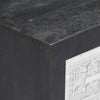 Käsin veistetty TV-taso harmaa/valk 120x30x40 cm täysi mangopuu