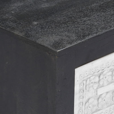 Käsin veistetty TV-taso harmaa/valk 120x30x40 cm täysi mangopuu