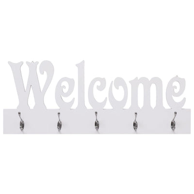 Seinälle kiinnitettävä naulakko WELCOME valkoinen 74x29,5 cm