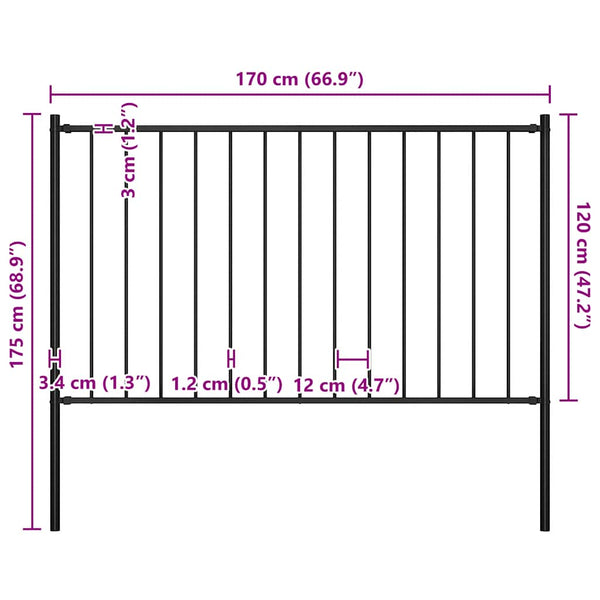 Aitapaneeli Woerden tolpilla teräs 1,7x1,25 m musta