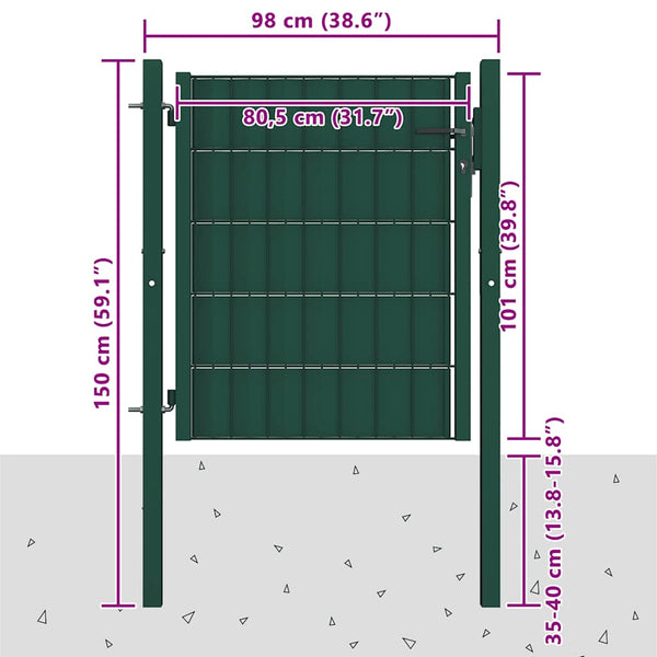 Aitaportti PVC ja teräs 100x100 cm vihreä