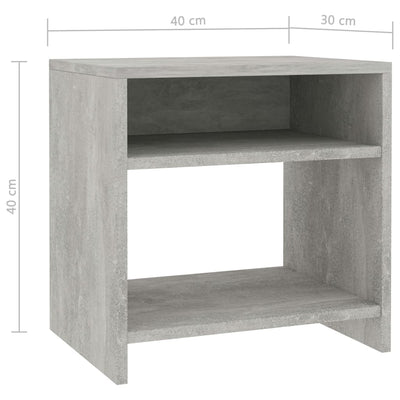 Yöpöydät 2 kpl betoninharmaa 40x30x40 cm tekninen puu