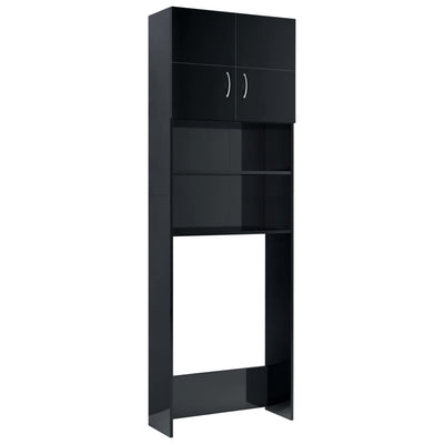Pesukonekaappi korkeakiilto musta 64x25,5x190 cm
