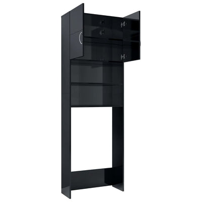 Pesukonekaappi korkeakiilto musta 64x25,5x190 cm