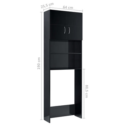 Pesukonekaappi korkeakiilto musta 64x25,5x190 cm
