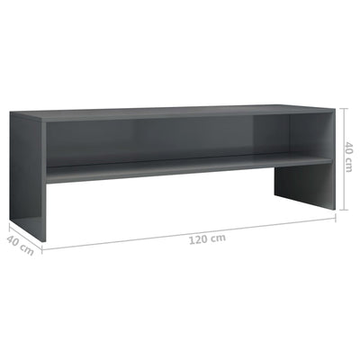 TV-taso korkeakiilto harmaa 120x40x40 cm tekninen puu