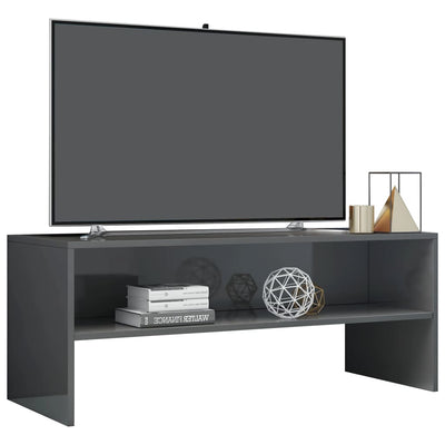 TV-taso korkeakiilto harmaa 100x40x40 cm tekninen puu