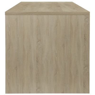 Sohvapöytä valkoinen ja Sonoma-tammi 100x40x40 cm lastulevy
