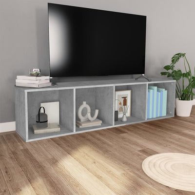 Kirjahylly/TV-taso betoninharmaa 36x30x143 cm tekninen puu