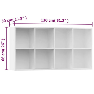 Valkoinen kirjahylly/senkki Anasztaszia 66x30x130cm (puinen)