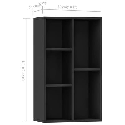 Kirjahylly/senkki musta 50x25x80 cm tekninen puu