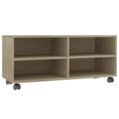 TV-taso rullapyörillä Sonoma-tammi 90x35x35 cm tekninen puu