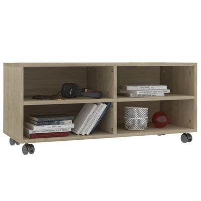 TV-taso rullapyörillä Sonoma-tammi 90x35x35 cm tekninen puu
