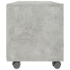 TV-taso rullapyörillä betoninharmaa 90x35x35 cm tekninen puu