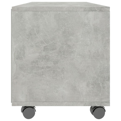 TV-taso rullapyörillä betoninharmaa 90x35x35 cm tekninen puu