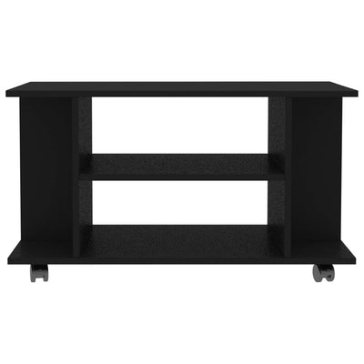 TV-taso rullapyörillä musta 80x40x45 cm tekninen puu