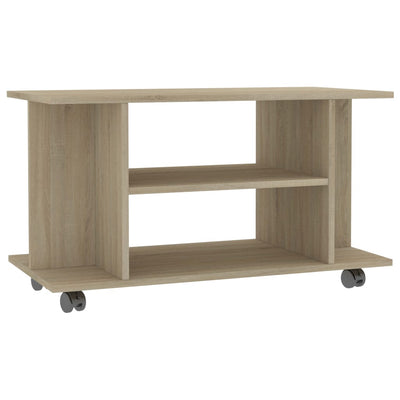 TV-taso rullapyörillä Sonoma tammi 80x40x45 cm tekninen puu