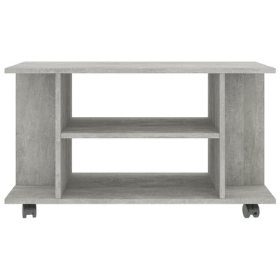 TV-taso rullapyörillä betoninharmaa 80x40x45 cm tekninen puu