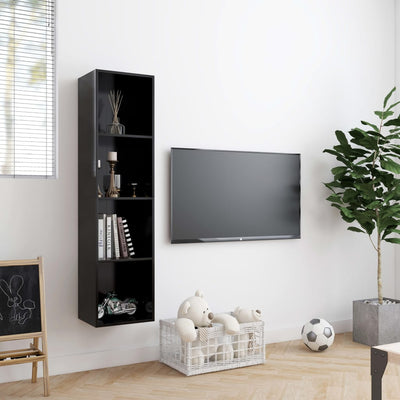 Kirjahylly/TV-taso musta 143x30x36 cm