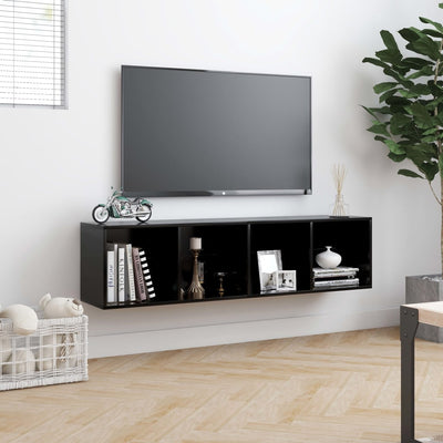 Kirjahylly/TV-taso musta 143x30x36 cm