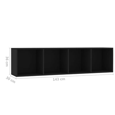 Kirjahylly/TV-taso musta 143x30x36 cm