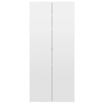 Kenkäkaappi korkeakiilto valkoinen 80x35,5x180 cm tekninen puu
