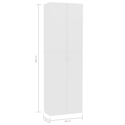 Toimistokaappi valkoinen 60x32x190 cm tekninen puu