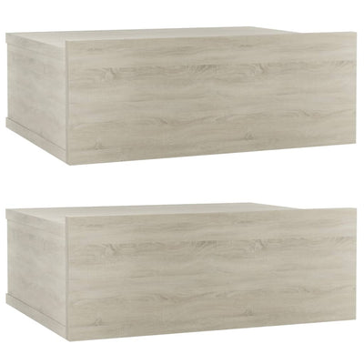 Kelluvat yöpöydät 2 kpl Sonoma tammi 40x30x15 cm tekninen puu