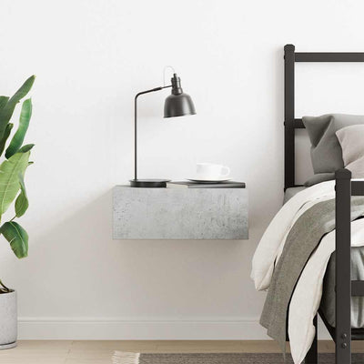 Betoninharmaa kelluva yöpöytä Saif 40x30x15cm (puinen)