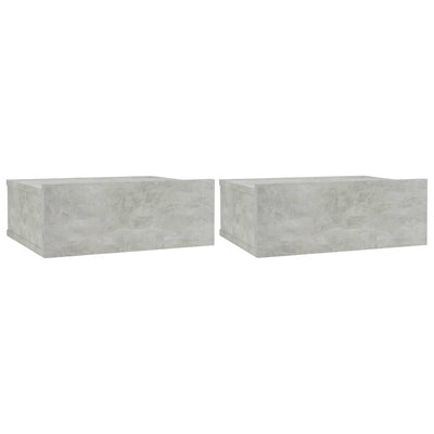 Kelluvat yöpöydät 2 kpl betoninharmaa 40x30x15 cm tekninen puu