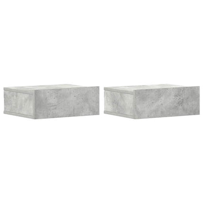 Betoninharmaa kelluvat yöpöydät Saif 40x30x15cm (2 kpl puinen)